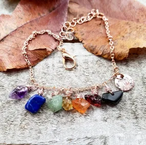 Rose gold gemstone chakra anklet