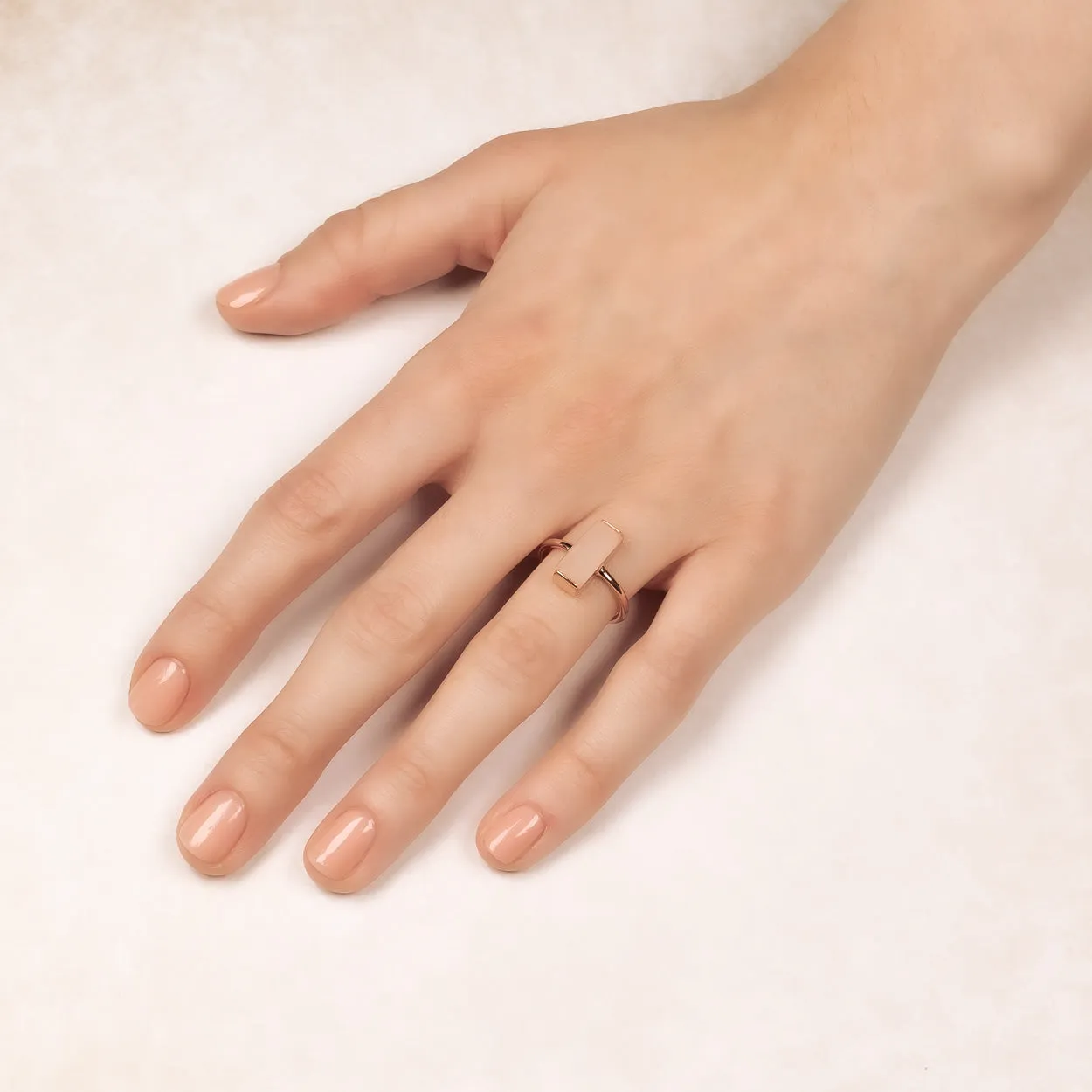 Rose Gold Vermeil Rose Quartz Rectangle Ring