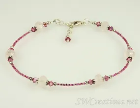 Rose Quartz Crystal Gemstone Anklet