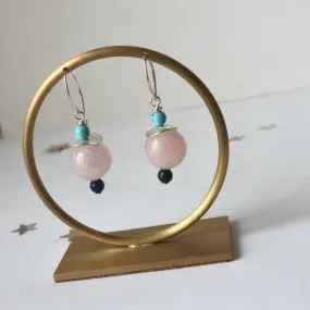 Rosequartz Turquoise Lapis Earrings