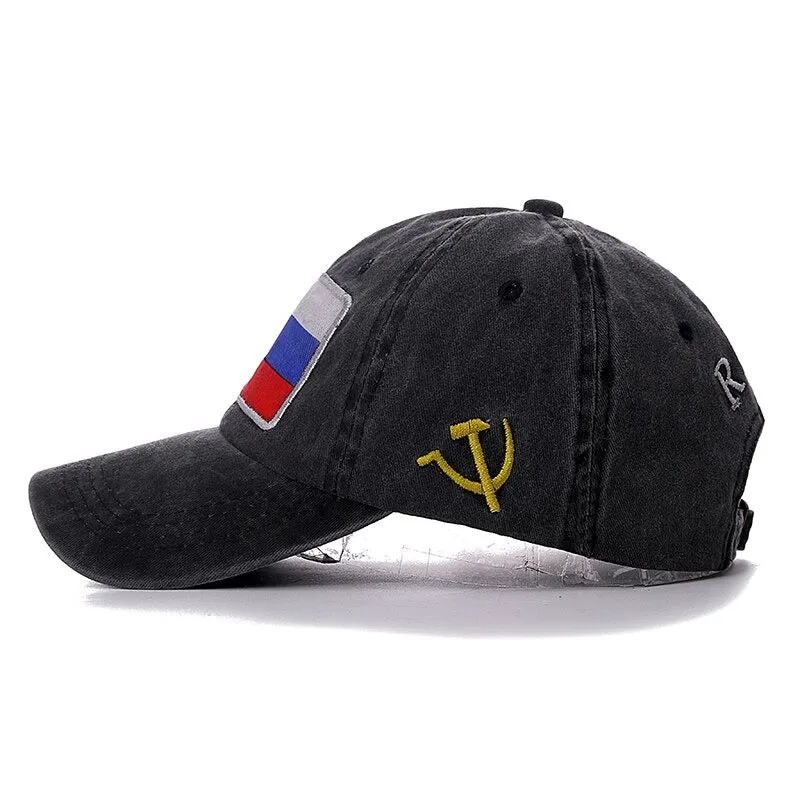 Russian Flag Washed Cotton Baseball Adjustable Snapback Cap