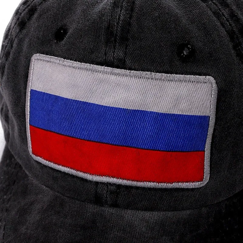 Russian Flag Washed Cotton Baseball Adjustable Snapback Cap