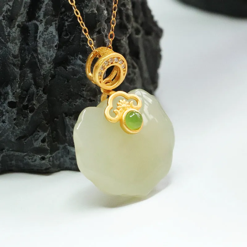 S925 Silver Natural Hotan Jade Pendant White Jade Ruyi Necklace Jewelry