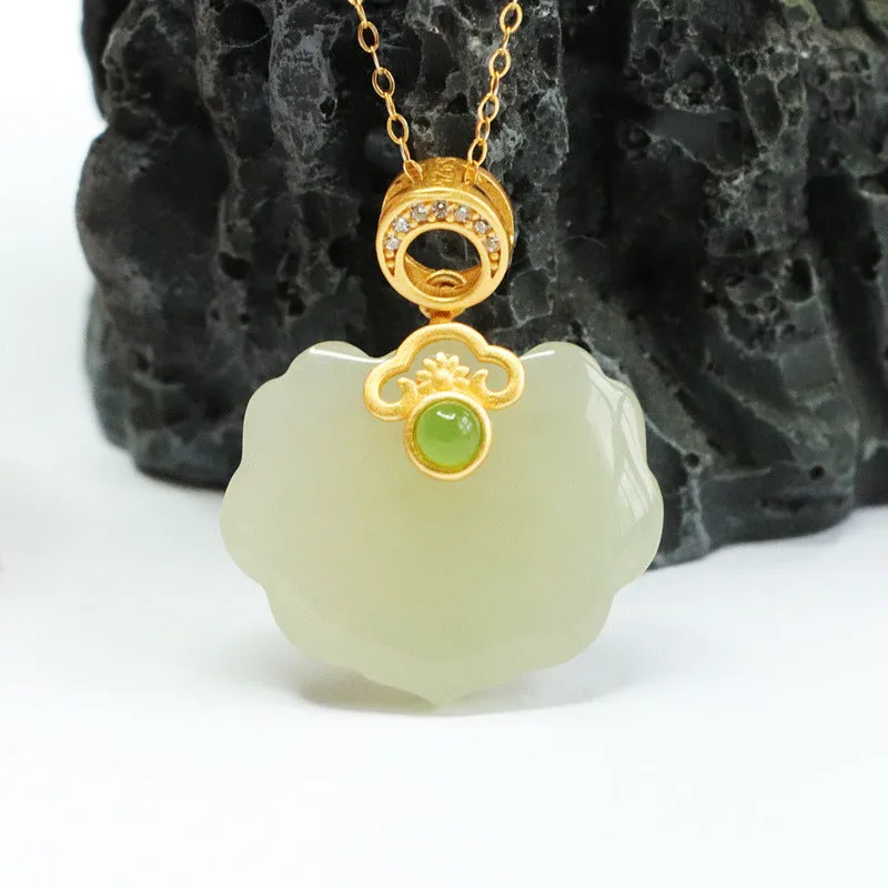 S925 Silver Natural Hotan Jade Pendant White Jade Ruyi Necklace Jewelry