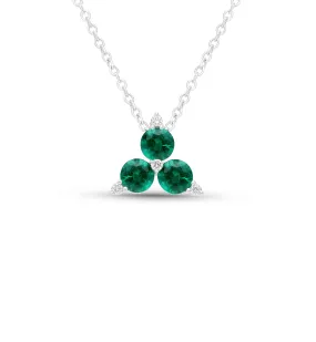 Sabel Collection White Gold Emerald and Diamond Triangle Pendant