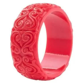 Scroll By- the Scrollwork Carved Acrylic Bangle Bracelet 11 Colors