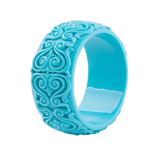 Scroll By- the Scrollwork Carved Acrylic Bangle Bracelet 11 Colors