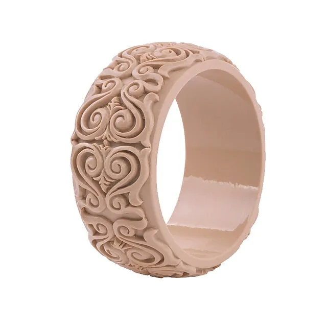 Scroll By- the Scrollwork Carved Acrylic Bangle Bracelet 11 Colors