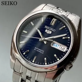 Seiko 5 Watch Automatic Men's Day Date 37 Mm Vintage