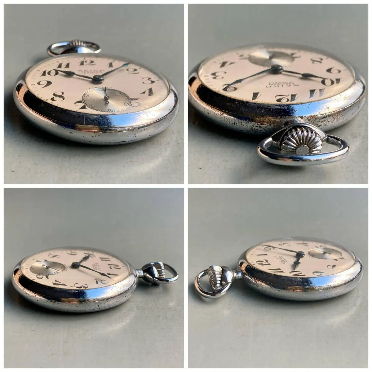 Seiko Pocket Watch Antique Railroad Silver 49mm Vintage