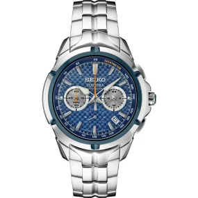 Seiko SSB431 Coutura Chrono Blue Carbon Dial 43 mm Stainless Steel Quartz Men's Watch