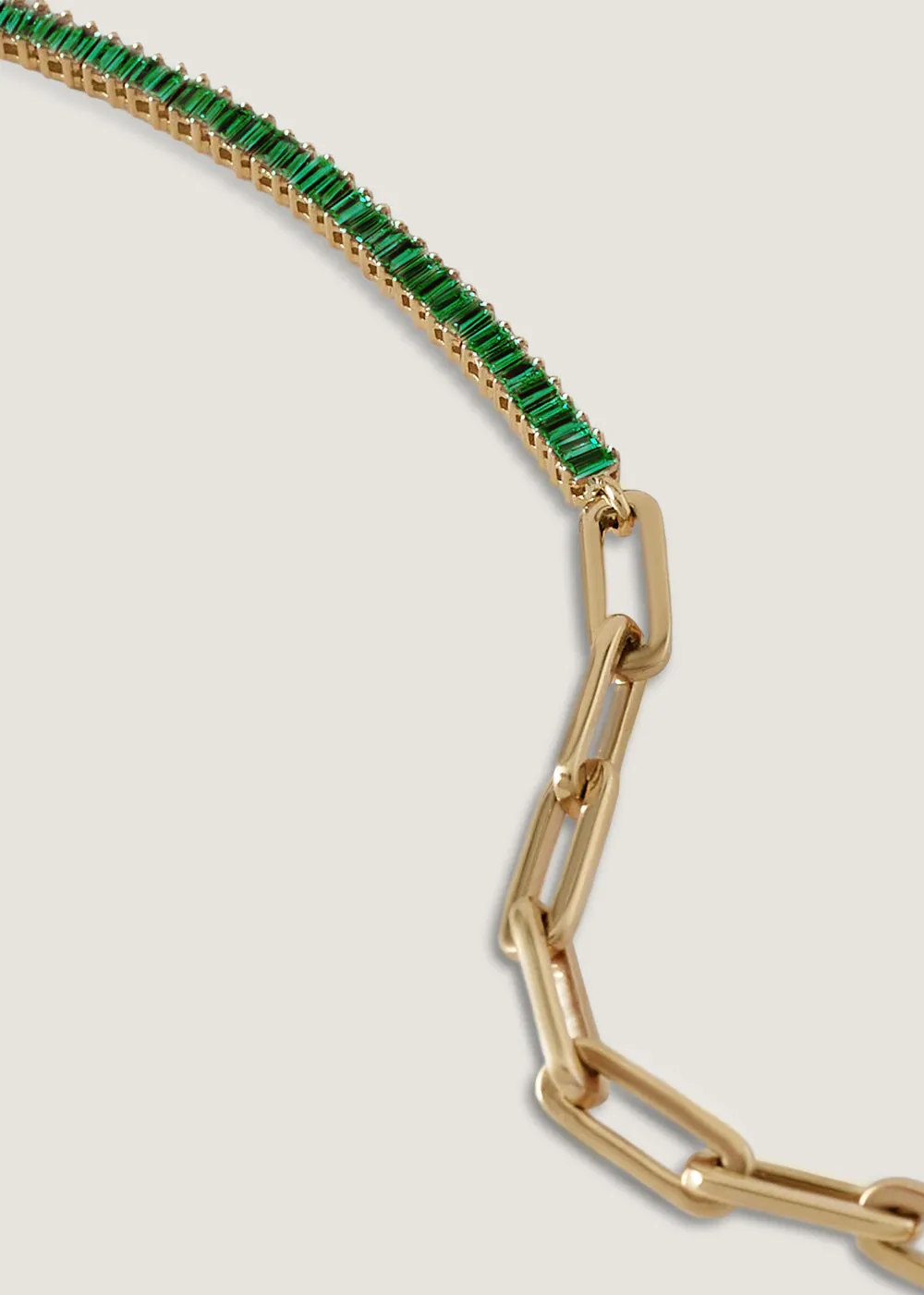 Serena Baguette Tennis Link Bracelet Emerald