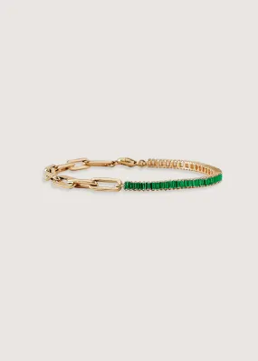 Serena Baguette Tennis Link Bracelet Emerald