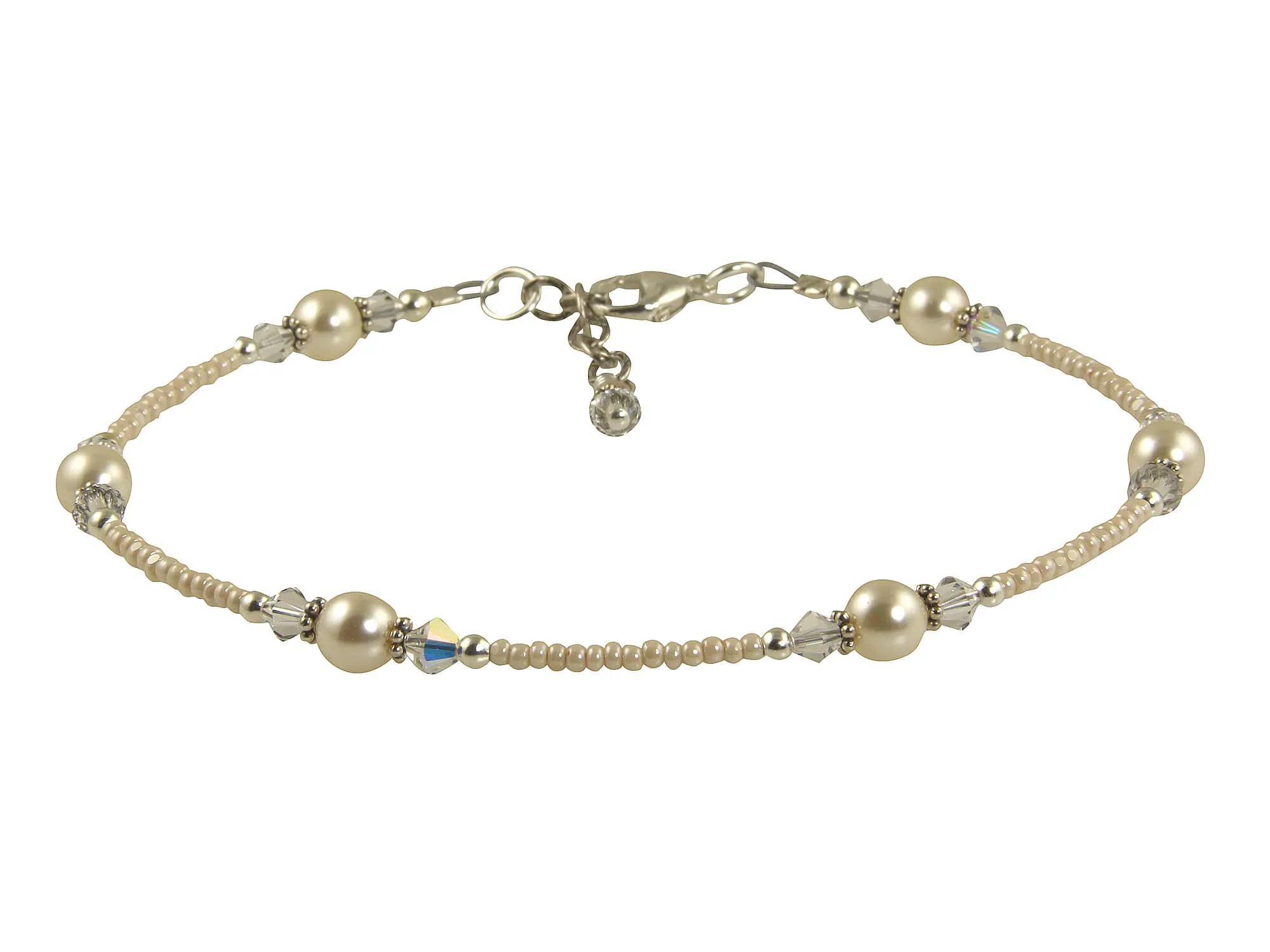 Serene - Pearl White Crystal Wedding Anklet