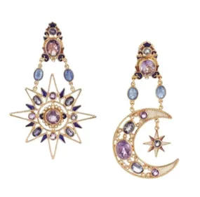 SHUANGR Fashion Brand New Design Elegant Crystal Sun and Moon Drop Long Earrings For Woman hoop Gift Wholesale Jewelry