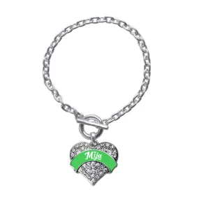 Silver Emerald Green Mija Pave Heart Charm Toggle Bracelet