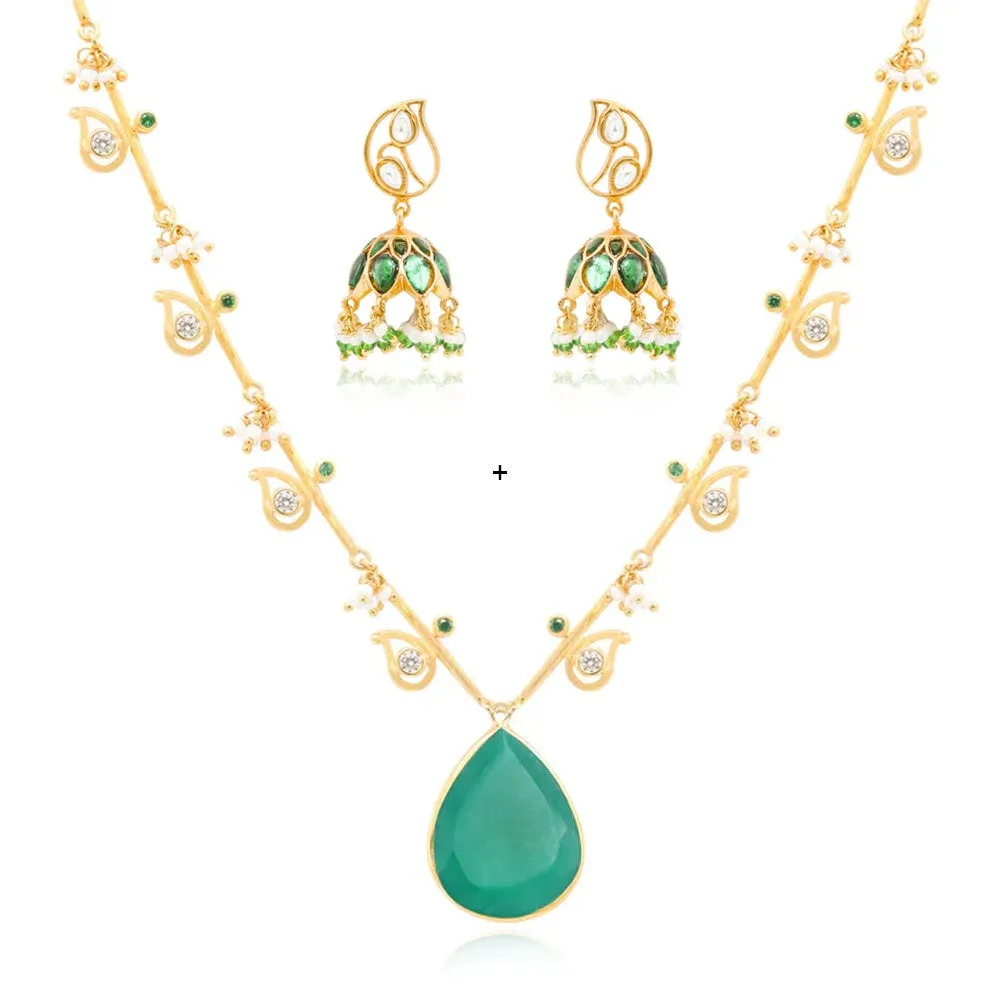 Silver Green Jhumka