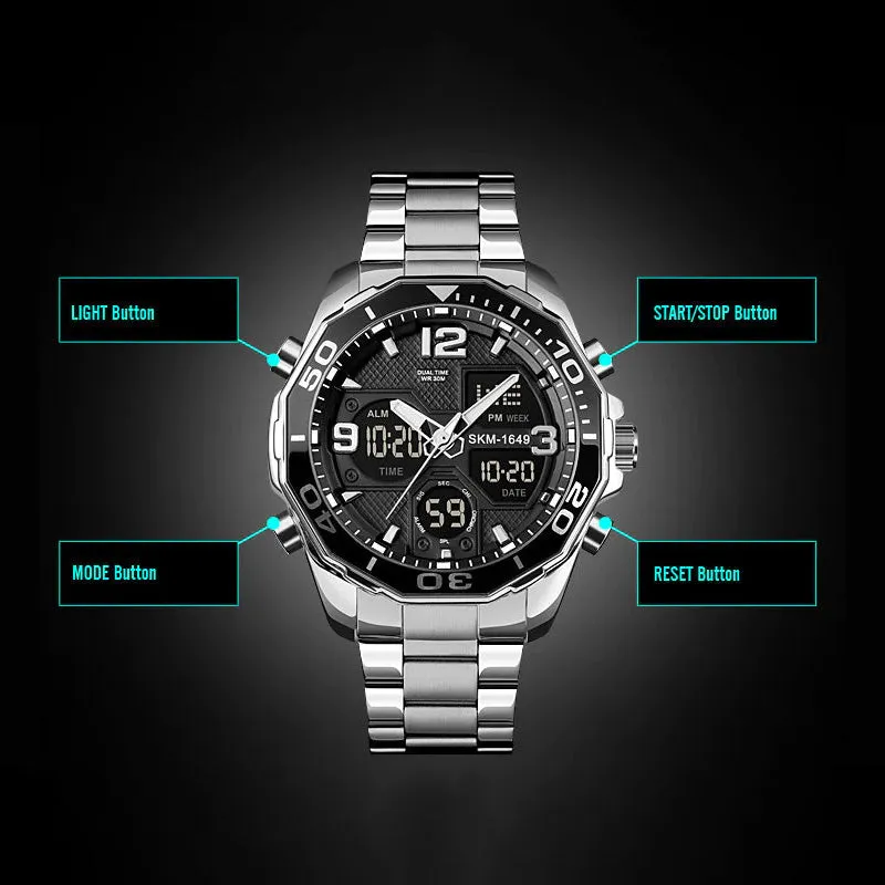 SKMEI 48mm Powerful Military Pilot Watch for Men w/ Rotating Bezel