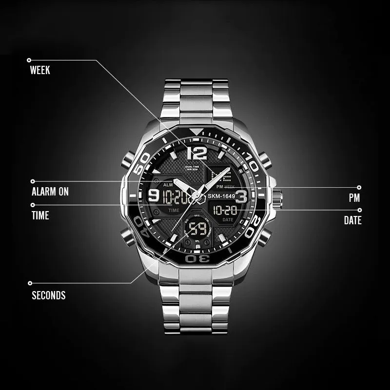 SKMEI 48mm Powerful Military Pilot Watch for Men w/ Rotating Bezel