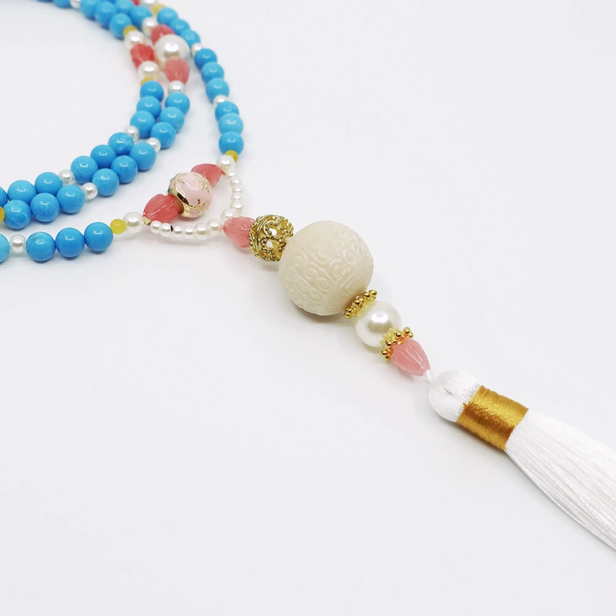 Sleeping Beauty Turquoise Heavenly Flower Tassel Necklace