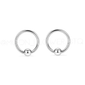 Small Fixed Ball Hoop Earrings 10mm