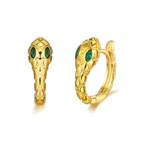 Snake with Marquise Green Zircon Silver Hoop Earrings for Women