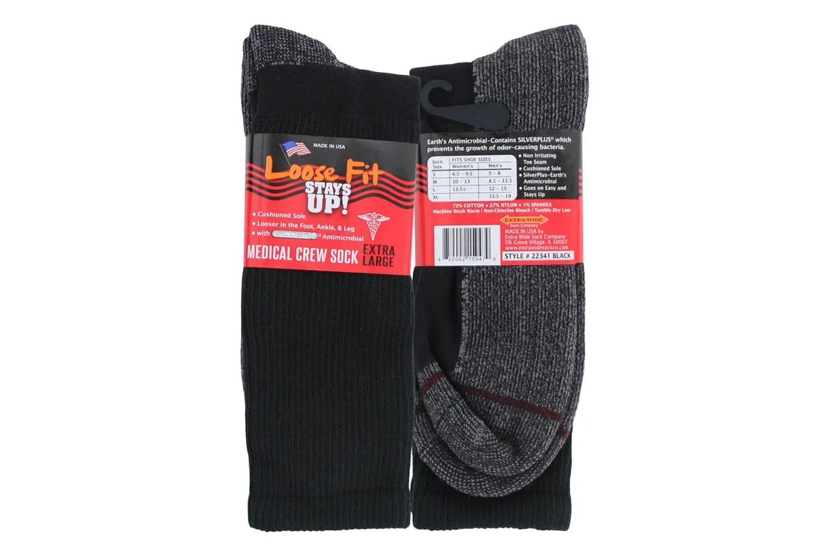 Socks Loose Fit Medical Crew Black