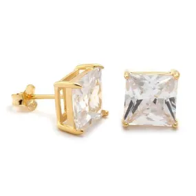 Solid 14K Gold Princess Cut Stud Earrings