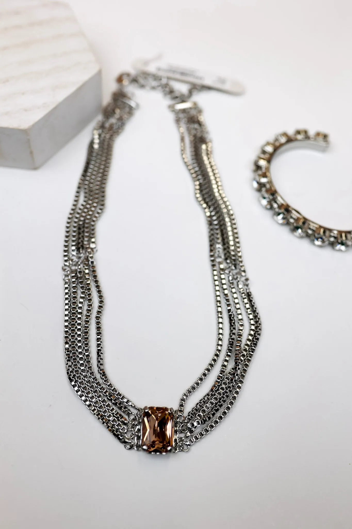 Sorrelli | Brynn Statement Necklace in Palladium Silver Tone and Snow Bunny