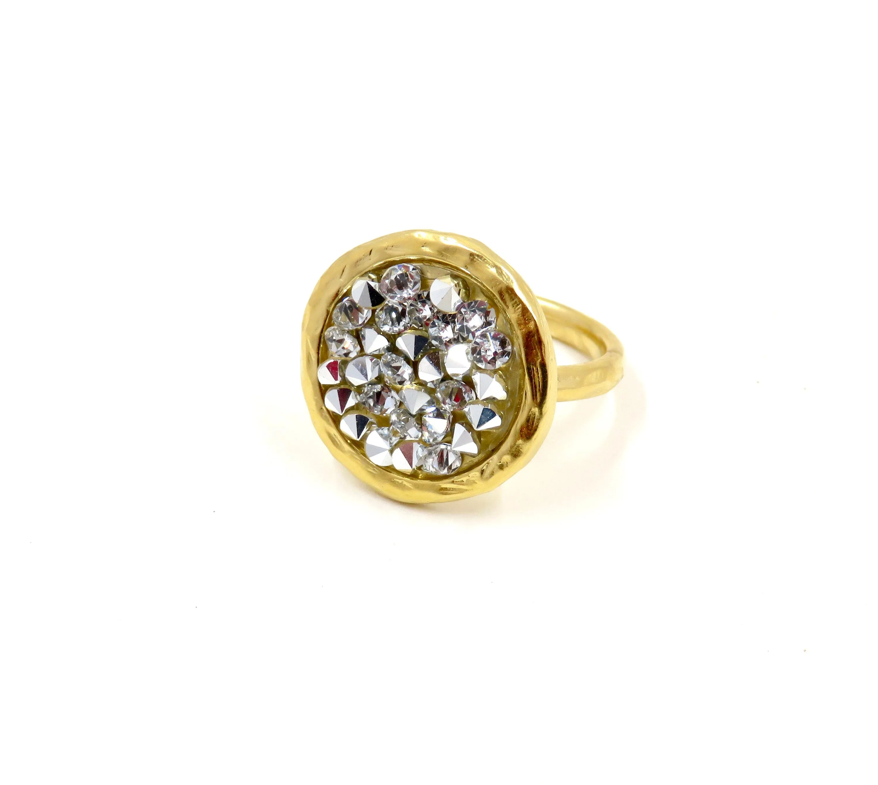 Sparkly Bright Crystal Disc Ring