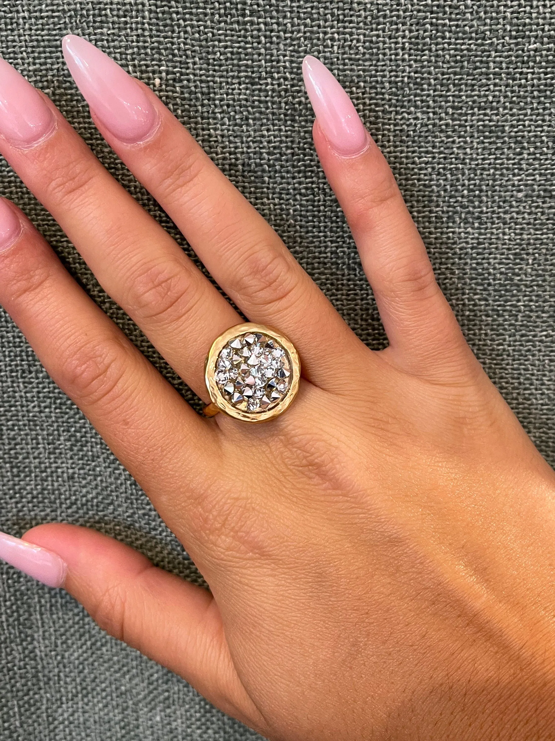 Sparkly Bright Crystal Disc Ring