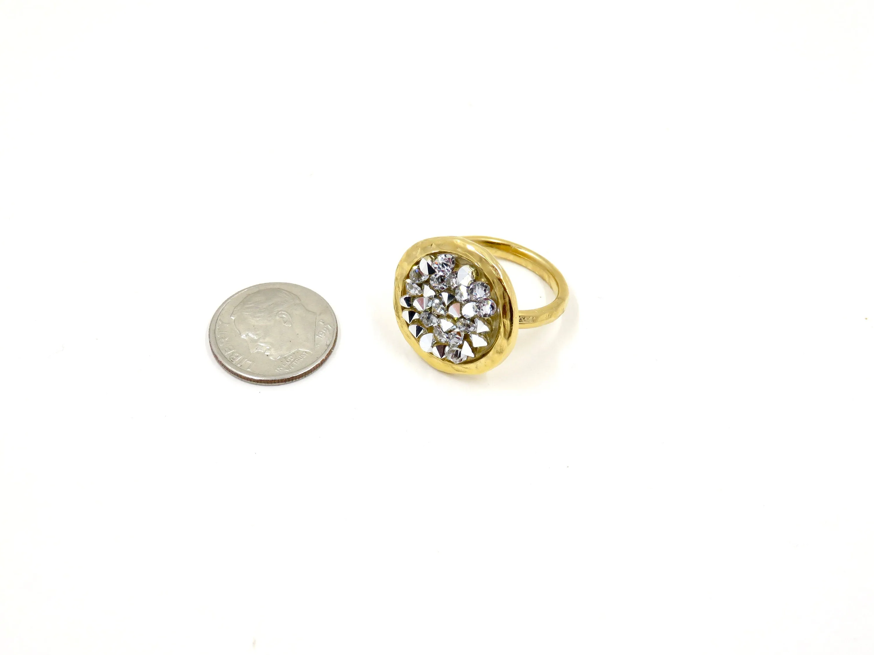 Sparkly Bright Crystal Disc Ring