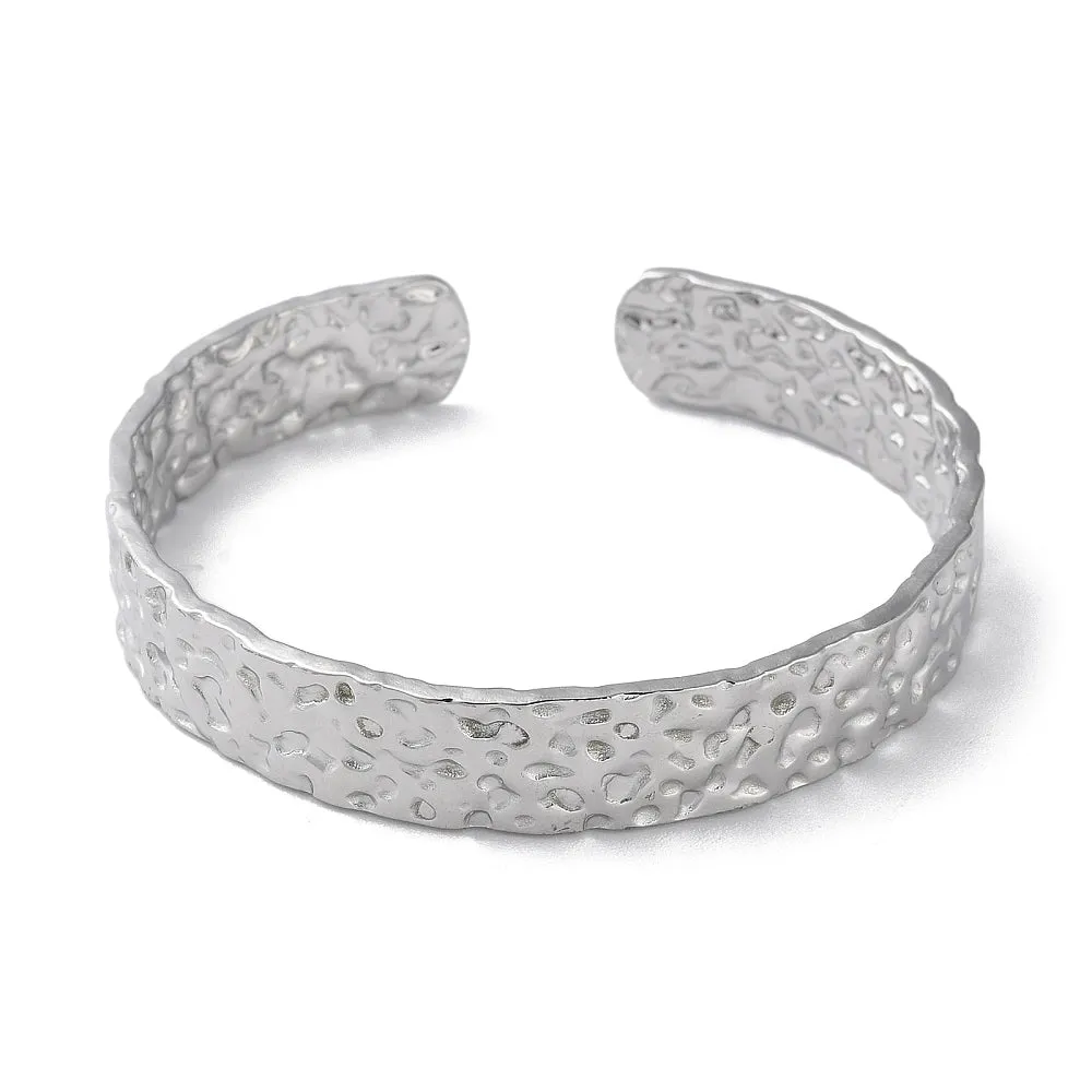 Stainless Steel  Pitted Cuff Bangle