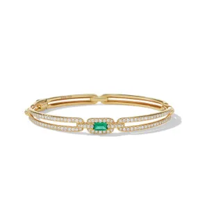 Stax Single Link Bracelet in 18K Yellow Gold with Emerald & Pavé Diamonds