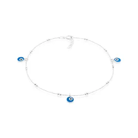 Sterling Silver 26cm Evil Eye Anklet