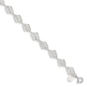 Sterling Silver 9inch Fancy Anklet