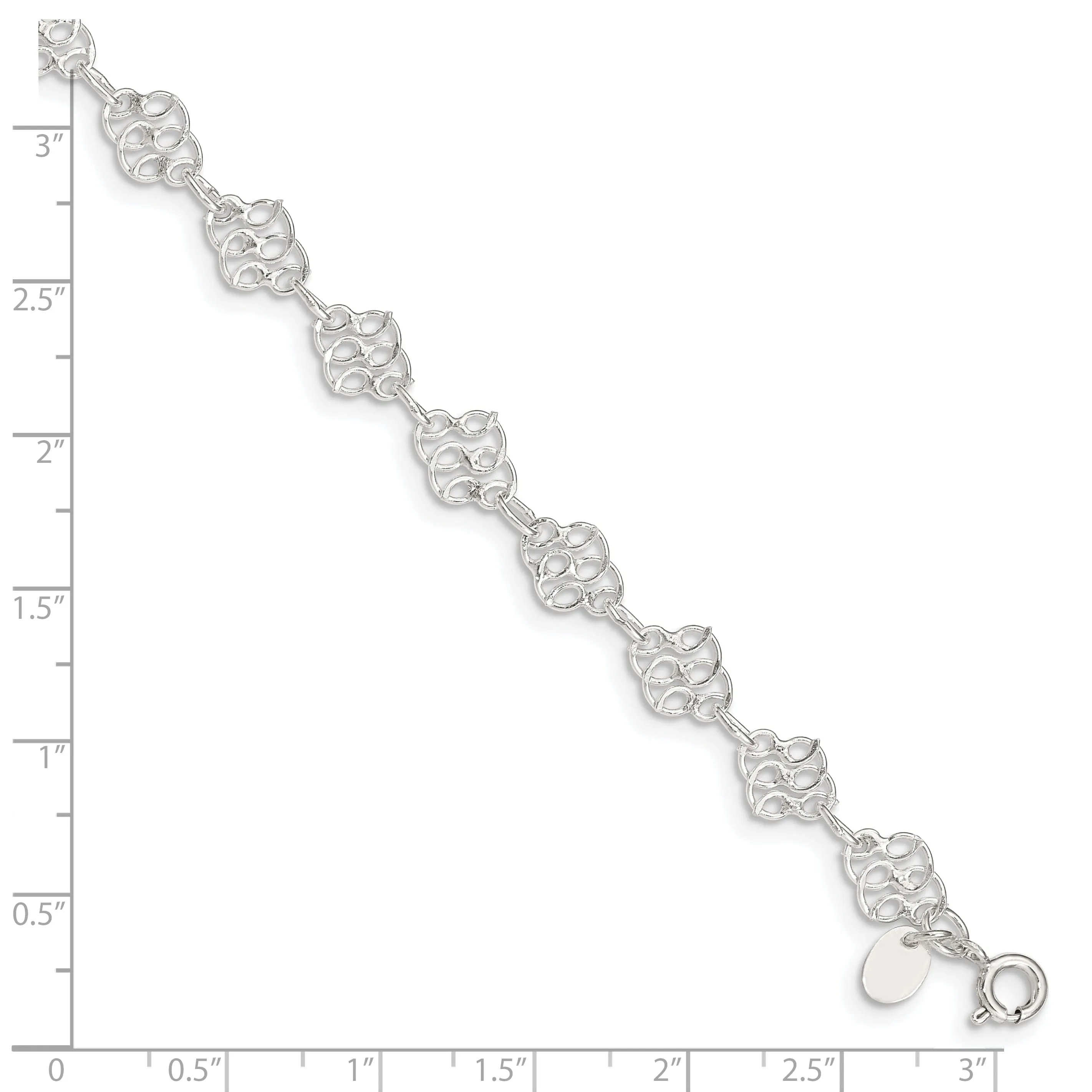 Sterling Silver 9inch Fancy Anklet