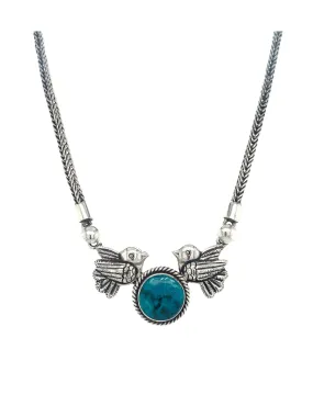 Sterling Silver & Chrysocolla Love-Doves Necklace