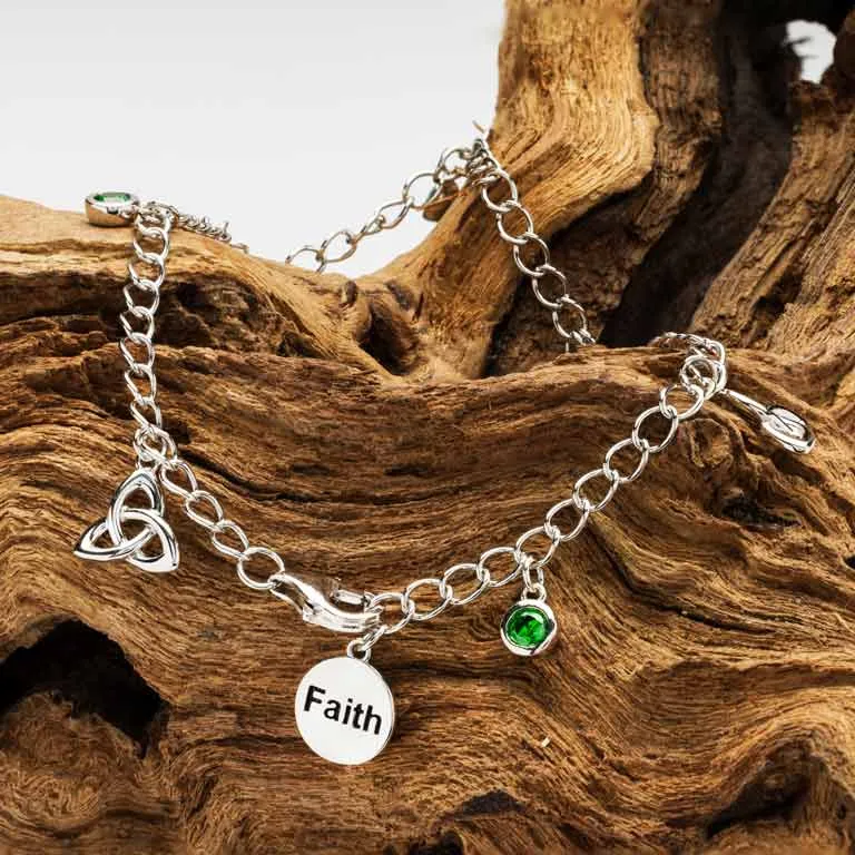 Sterling Silver Celtic Trinity Knot Charm Bracelet