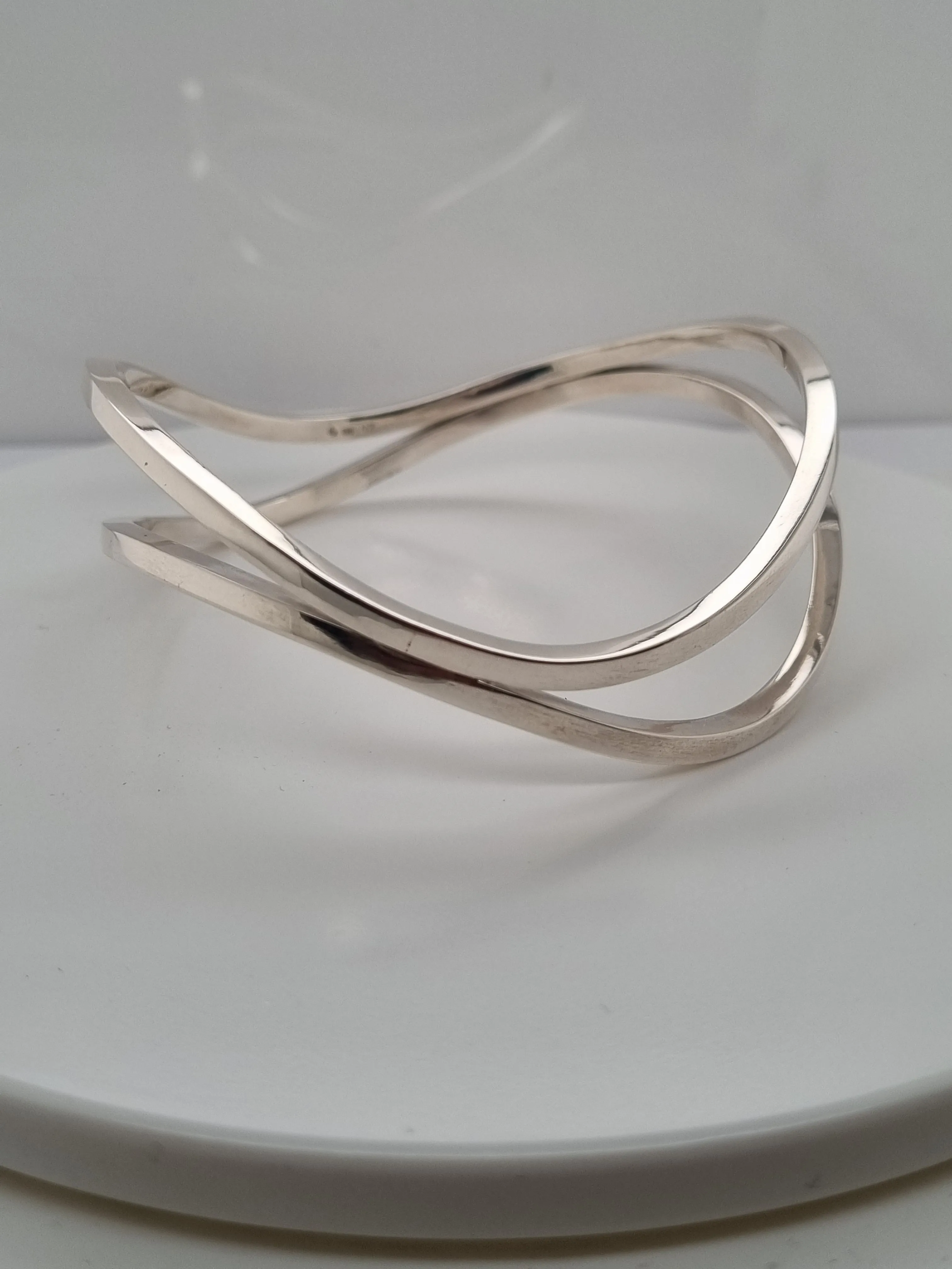 Sterling Silver double wave handcrafted bangle