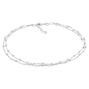 Sterling Silver Fancy Twin Chain 29cm Anklet