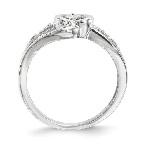 Sterling Silver Genuine Diamond Heart Ring