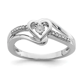 Sterling Silver Genuine Diamond Heart Ring