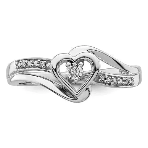 Sterling Silver Genuine Diamond Heart Ring