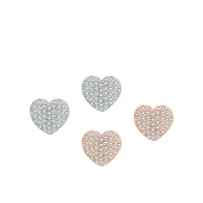 Sterling Silver Korean Fashion Heart Earrings with Micro Inlaid Zircon