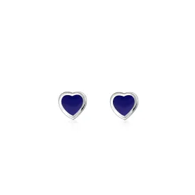 Sterling Silver Lapis Lazuli Dinky Heart Stud Earrings