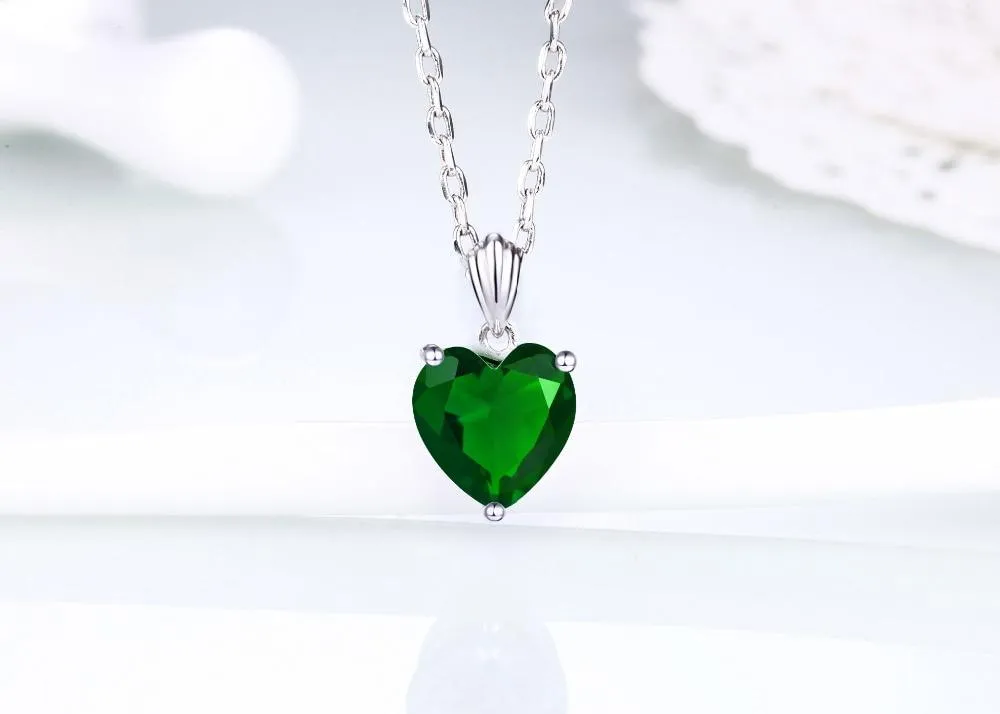 Sterling Silver Necklace Sapphire Pendant Ruby jewelry heart for women