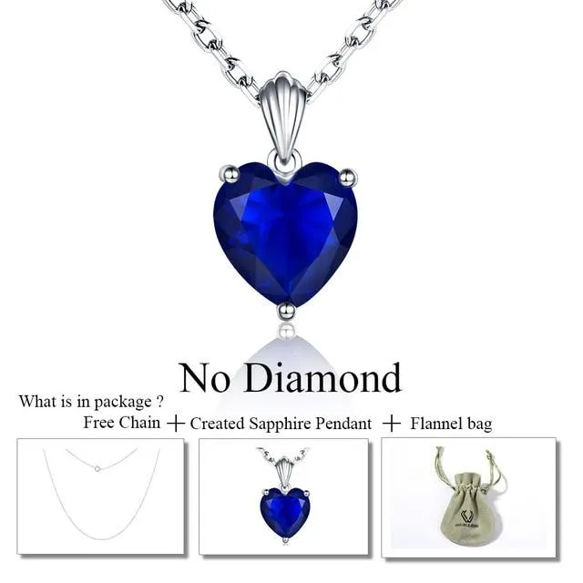 Sterling Silver Necklace Sapphire Pendant Ruby jewelry heart for women