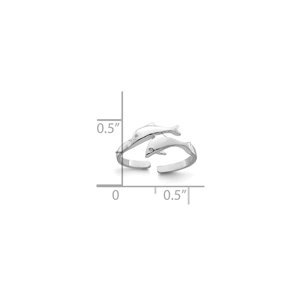 Sterling Silver Polished Toe Ring Double Dolphin