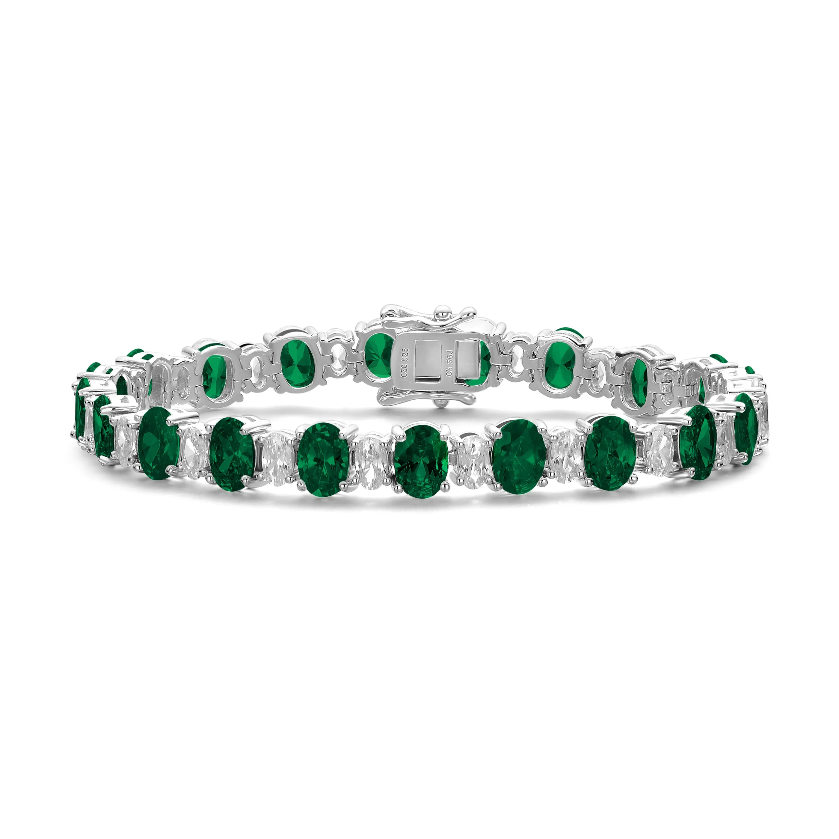 Sterling Silver with Colored & White Cubic Zirconia Tennis Bracelet